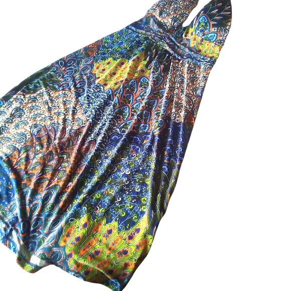 Christina Love Womens Halter Dress size M/L Blue Floral Y2K Boho Fall essential - Picture 1 of 3
